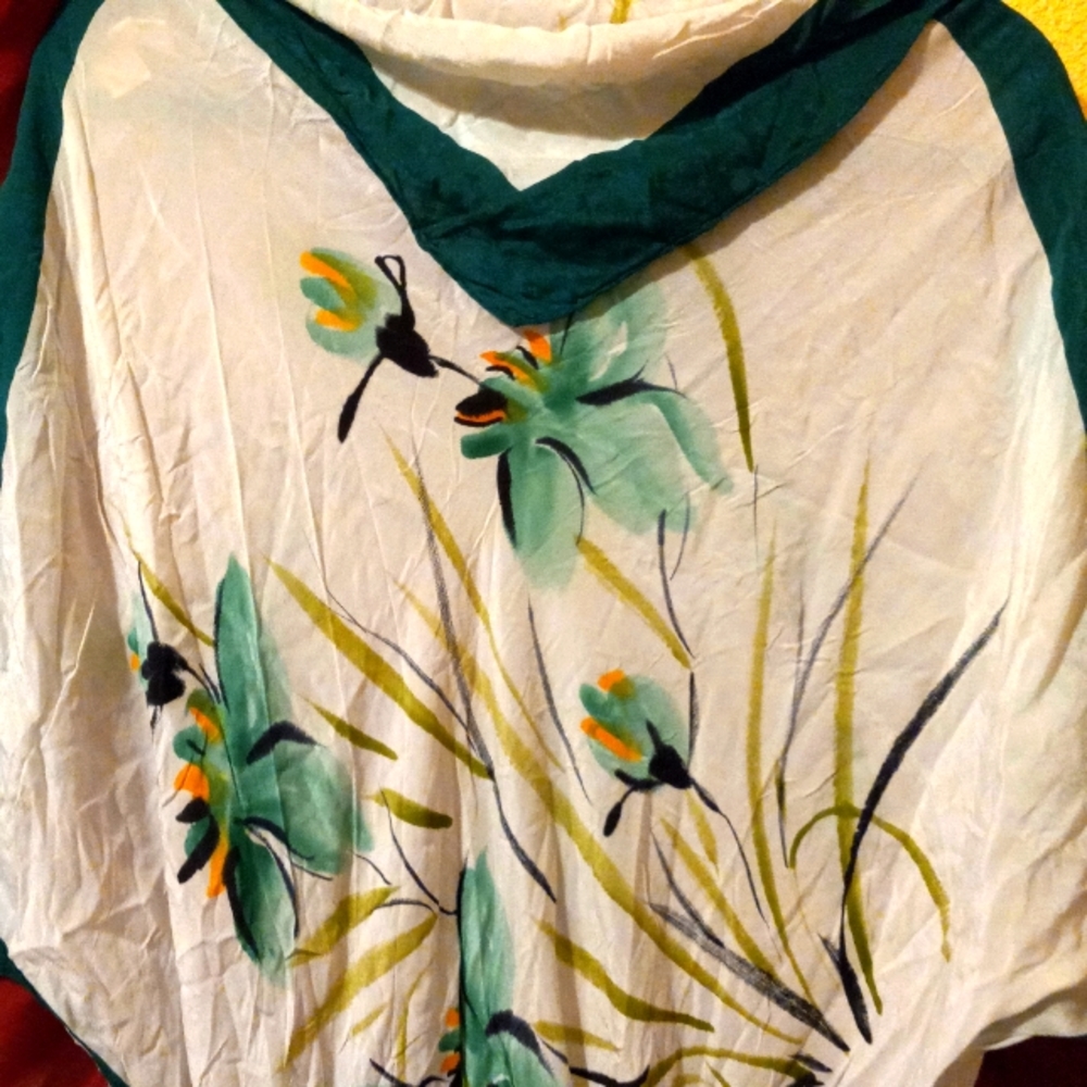 Vintage Brijo hand painted 100 percent silk scarf dress.